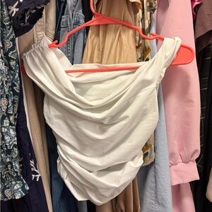 Elegant White Drape Top Zara Off Shoulder